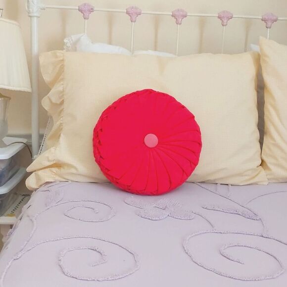 Vintage Corduroy Round Decorative Accent Pillow Pink - Picture 3 of 5